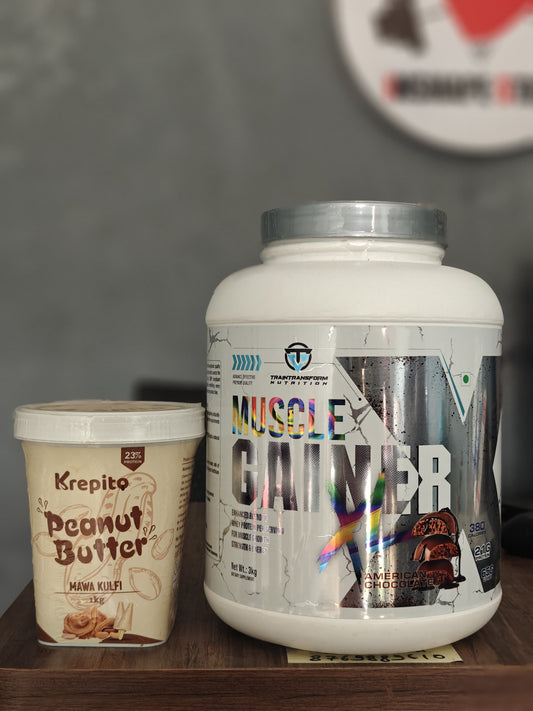Train Transform Nutrition Muscle Gainer XL (3kg) + Krepito Peanut Butter (1kg)
