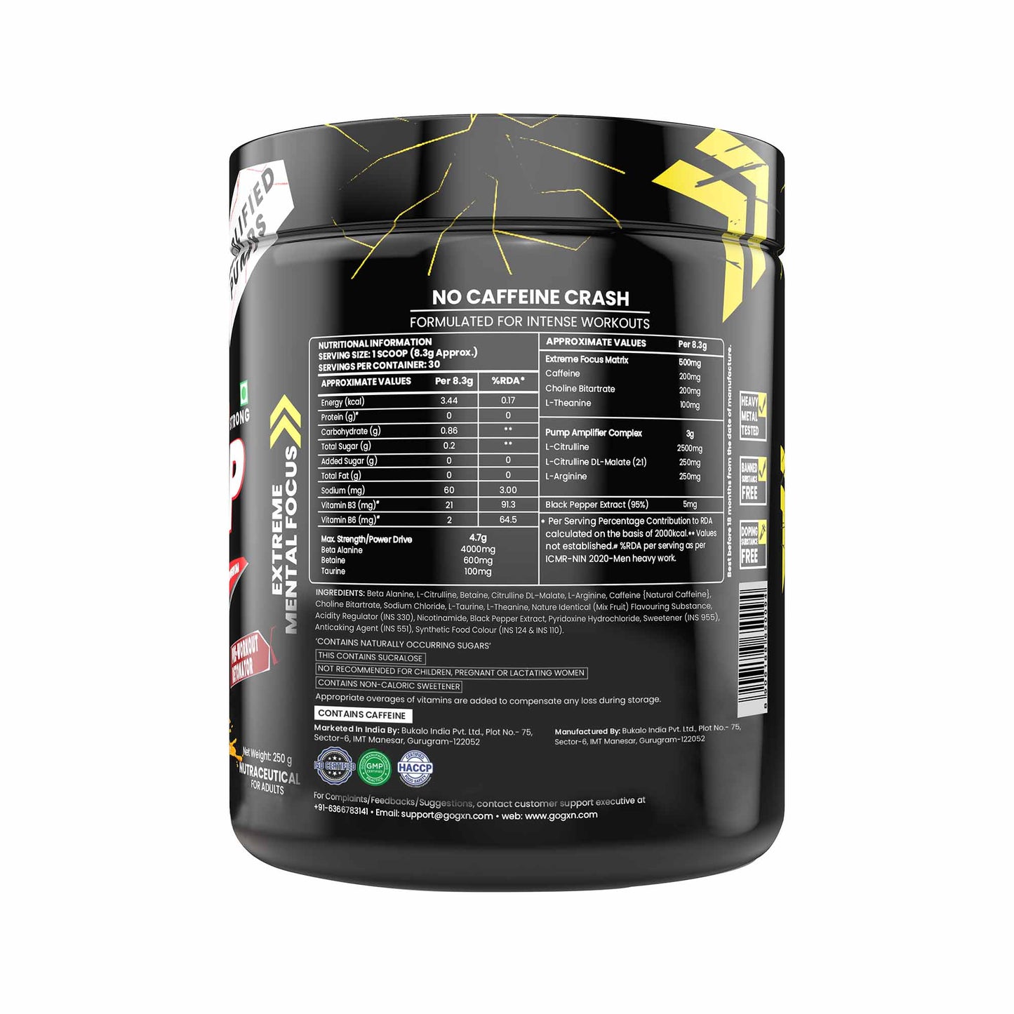 Greenex Nutrition (GXN) N.O. Pump, Pre Workout Supplement for Muscular Endurance