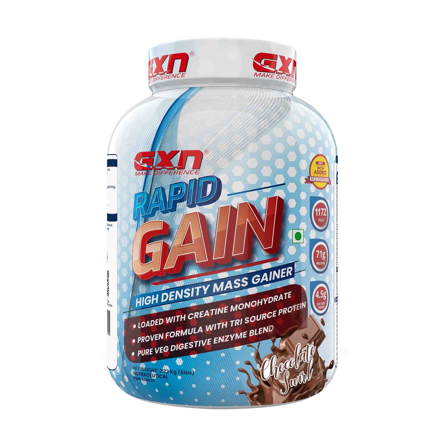Greenex Nutrition (GXN) Rapid Gain, Mass Gainer with Added Creatine, Whey Protein & Soy Protein Isolate