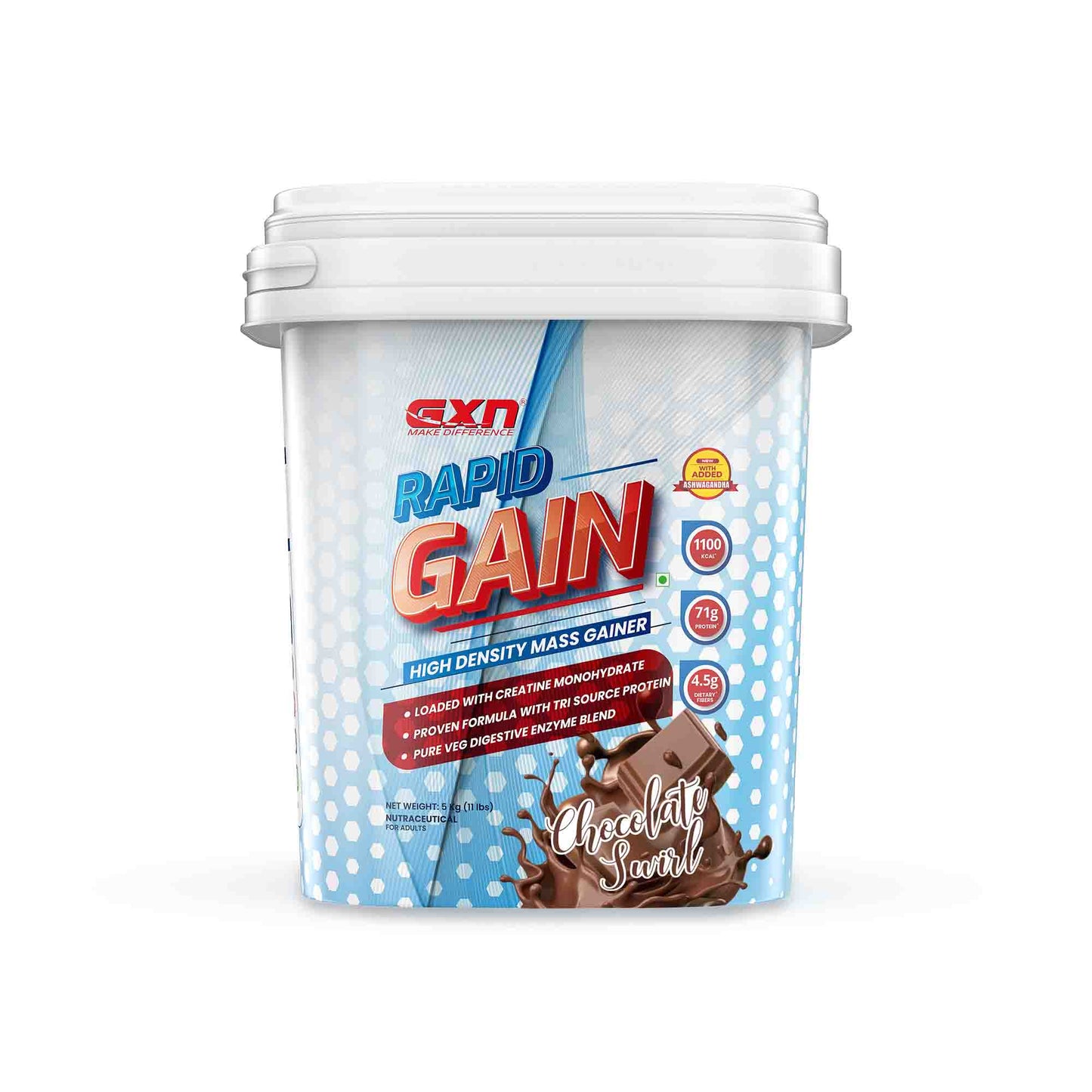 Greenex Nutrition (GXN) Rapid Gain, Mass Gainer with Added Creatine, Whey Protein & Soy Protein Isolate
