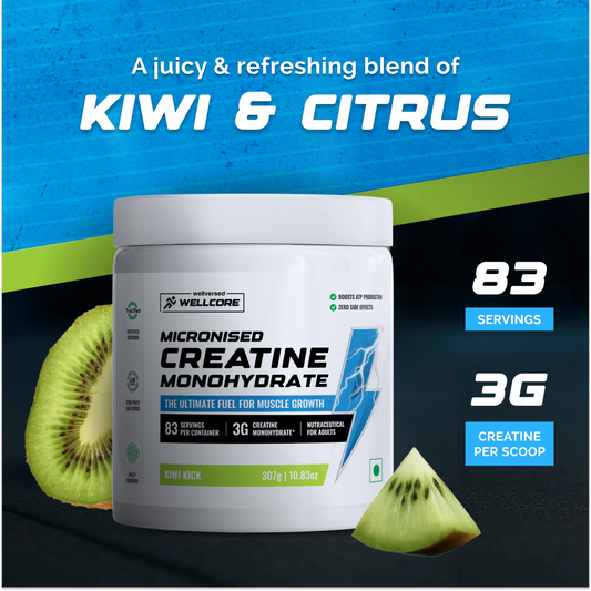 Wellcore - Pure Micronised Creatine Monohydrate | Kiwi Kick (307g, 83 servings)