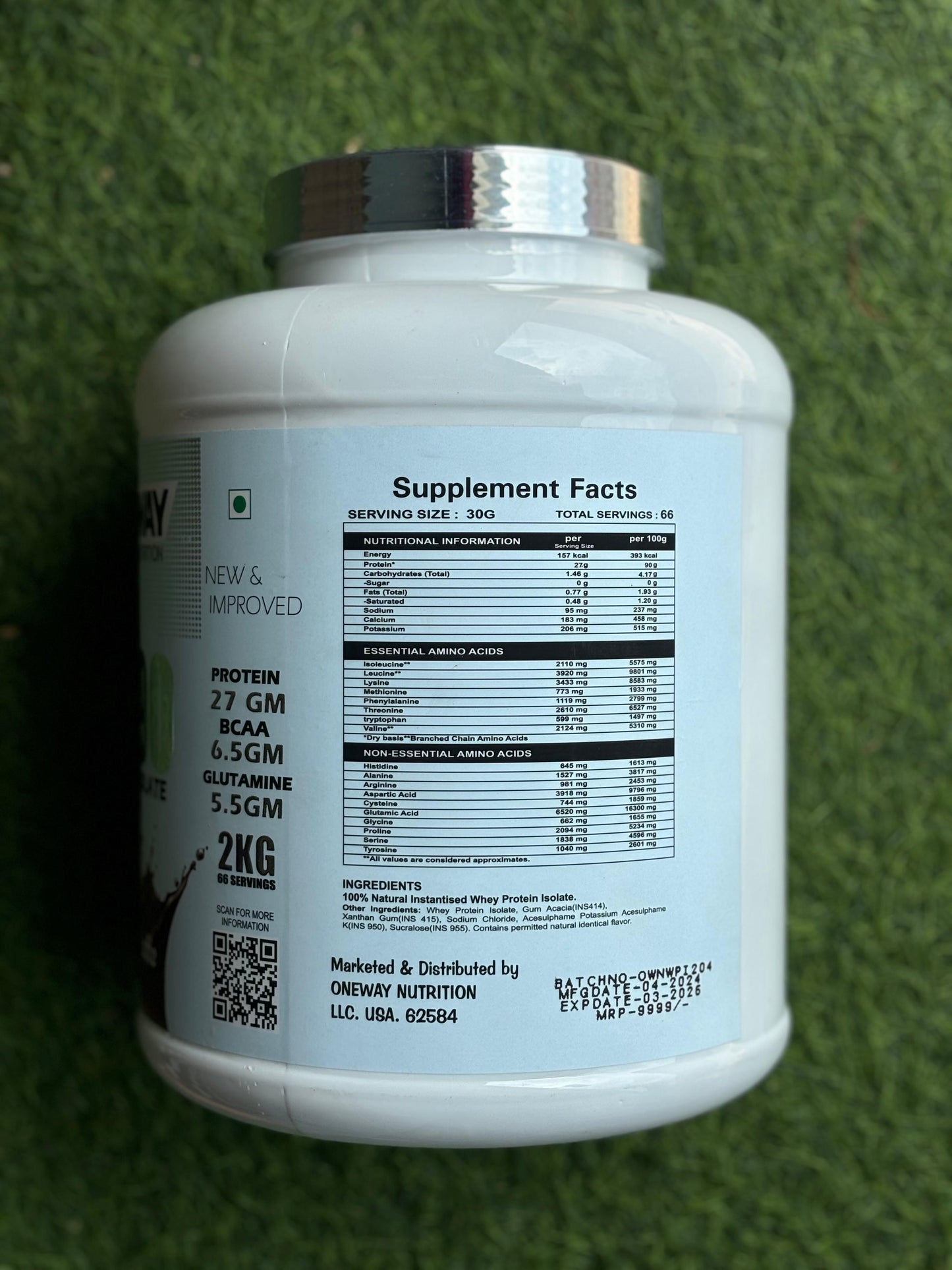 ONEWAY NUTRITION WPI90 WHEY PROTEIN ISOLATE 2KG (CAFE LATTE)